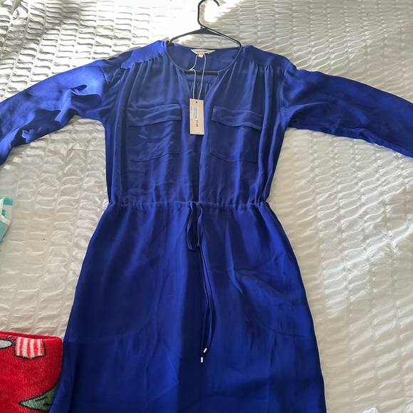 Rebecca Taylor Drawstring Silk Dress Size 4 - Blue - Picture 4 of 4